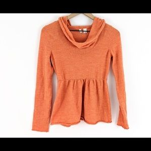 Orange hooded sweater, Moth by Anthropologie.